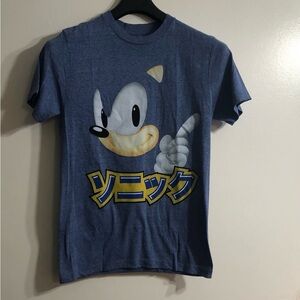 Sonic T-shirt  the Hedgehog crewneck pull over  short sleeves blue. S/M